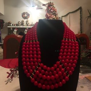 Red necklace & earring set beautiful holiday gift